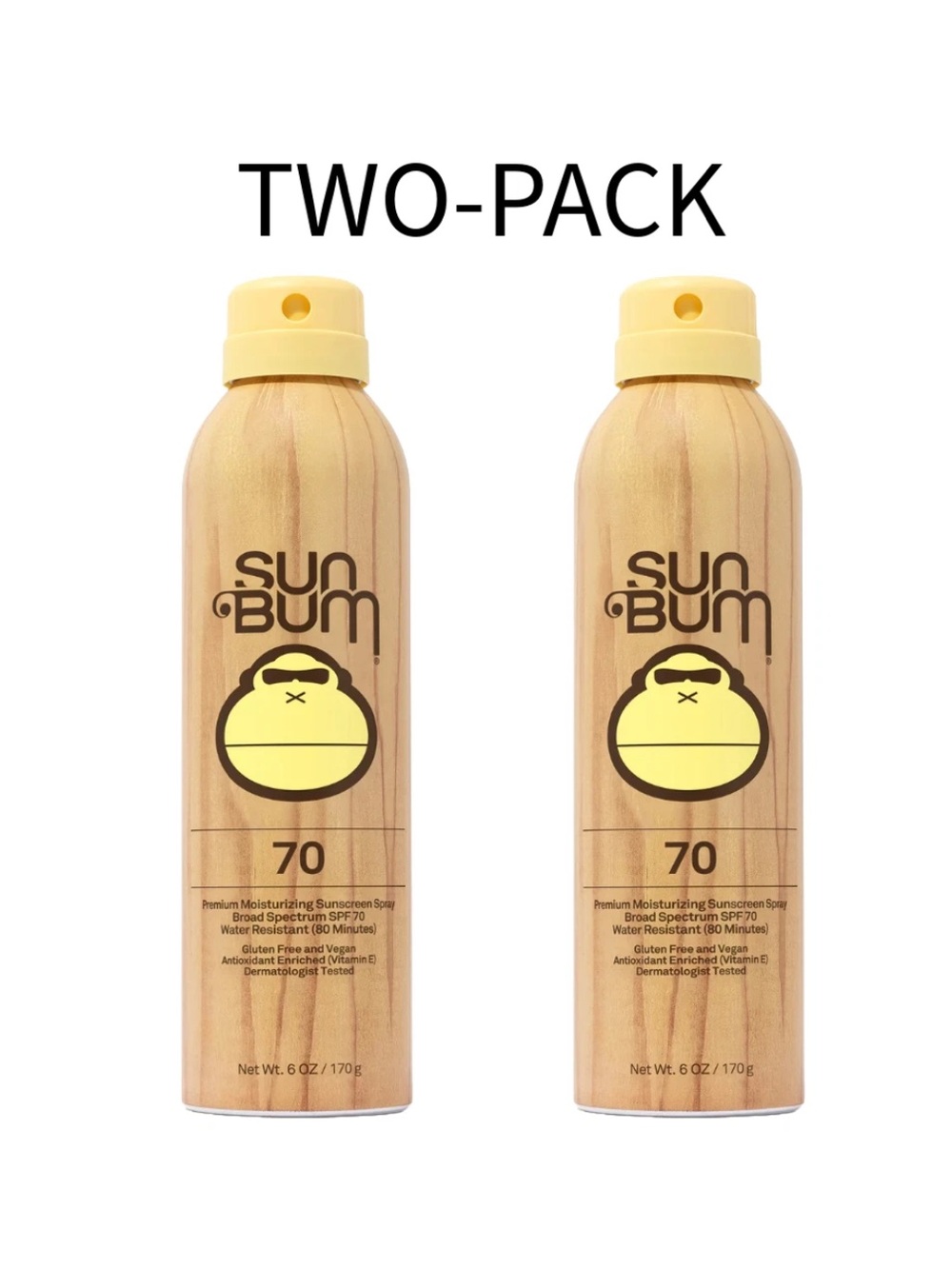 Set of 2 New Sun Bum SPF 70 Sunscreen Spray 6 fl oz Exp 1/28 Sealed NWT